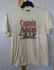 Captain Morgan Official Crew Gear Ivory Logo Cotton S Sleeve T-Shirt Men's M