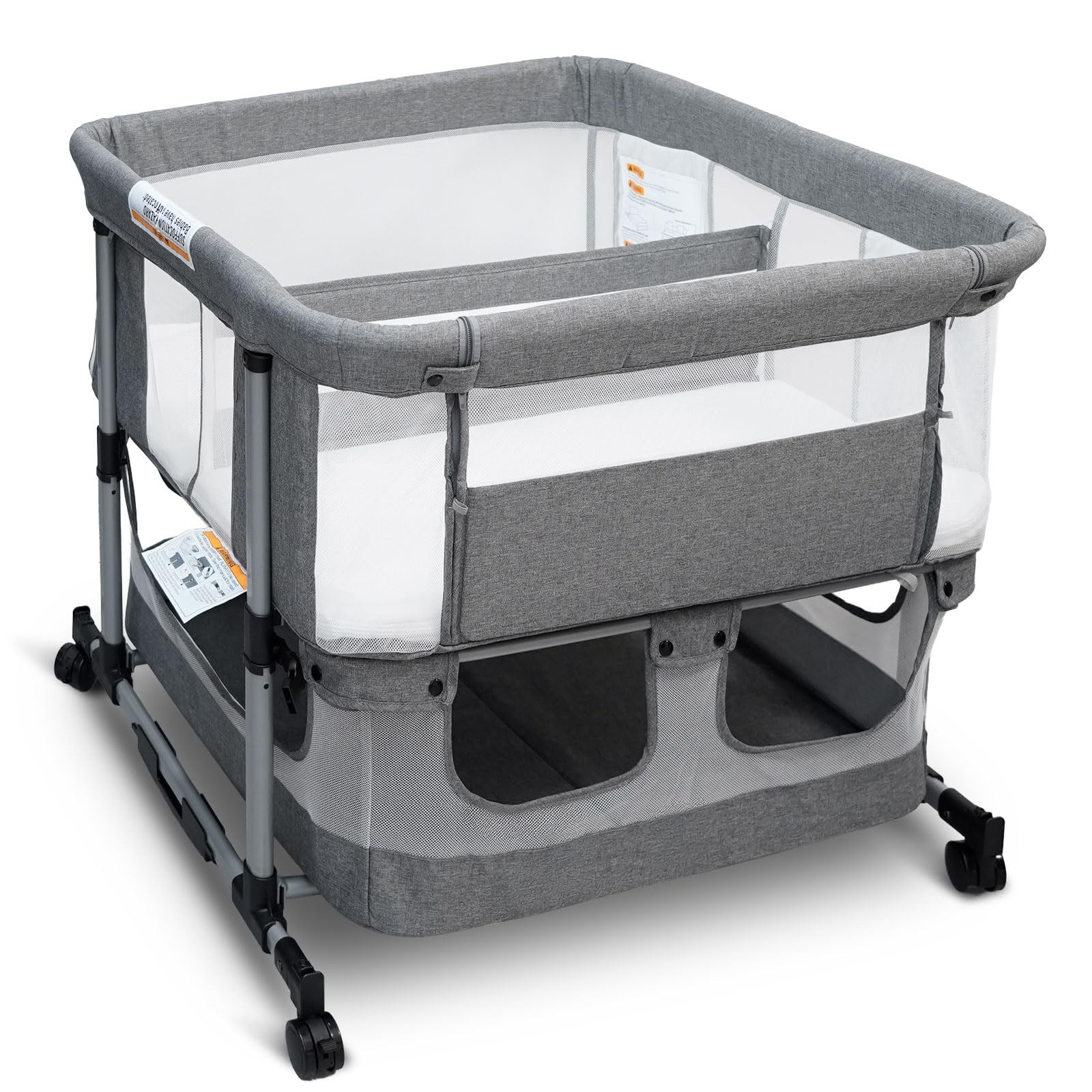 Twin Bassinet for 2 Babies, Double Bassinet for Twins, Rocking Bassinet with ...