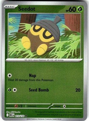 Seedot Reverse Holo 013/132 MEG ME01: Mega Evolution Pokemon Card LP
