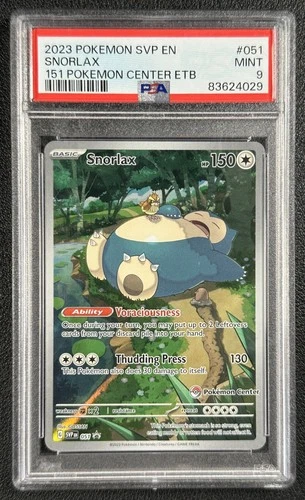 SNORLAX PSA 9 2023 POKEMON SVP EN #051 151 POKEMON CENTER ETB 4029