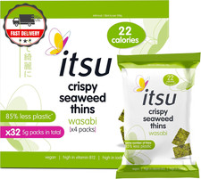 itsu Wasabi Flavour Seaweed Thins | Crispy Seaweed Snacks | NEW Larger Pack (32