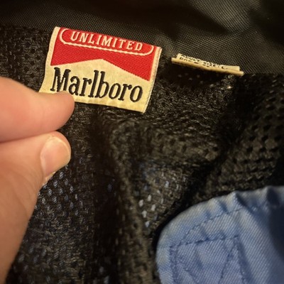 Vintage Marlboro Unlimited Jacket Windbreaker Blue Black Mens Large 90s