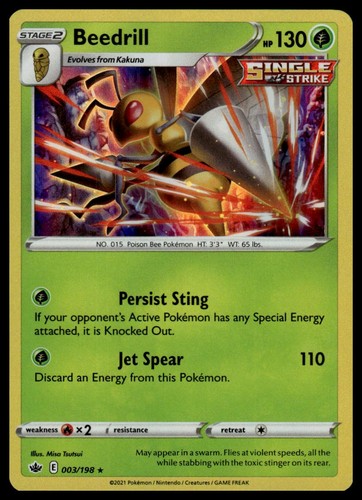 Pokemon SWSH06: Chilling Reign Beedrill #003/198 Holo Rare, Holo