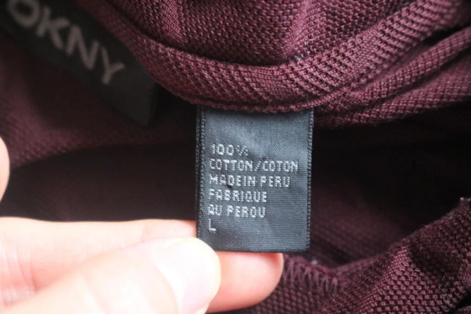 Pullover DKNY Hombre Borgoña 1/4 Cremallera 100% Algodón Talla L Grande Foto 4 de 4