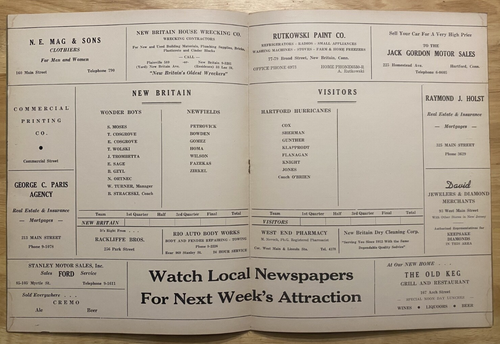 New Britain v Hartford - 1947/48 - ABL Official Game Program - AUTHENTIC - Picture 2 of 3