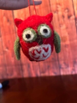 Handcrafted Wool Felt Owl Ornament With Hanging String Christmas decor
