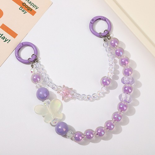 Double Korean Fashion Butterfly Phone Charm Beaded Chain For Phone - Zdjęcie 8 z 15