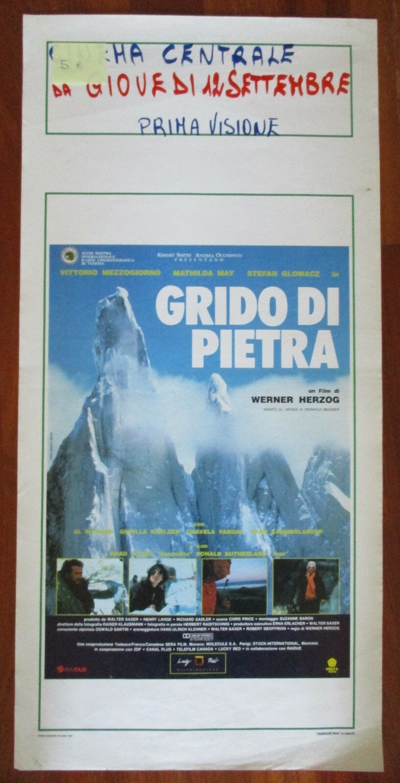 Locandina originale film Grido di pietra (1991) - Regia di Werner Herzog