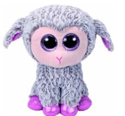 Ty Beanie Boo Boos Dixie the Lamb Grey/Pink Medium 9” sparkle 12