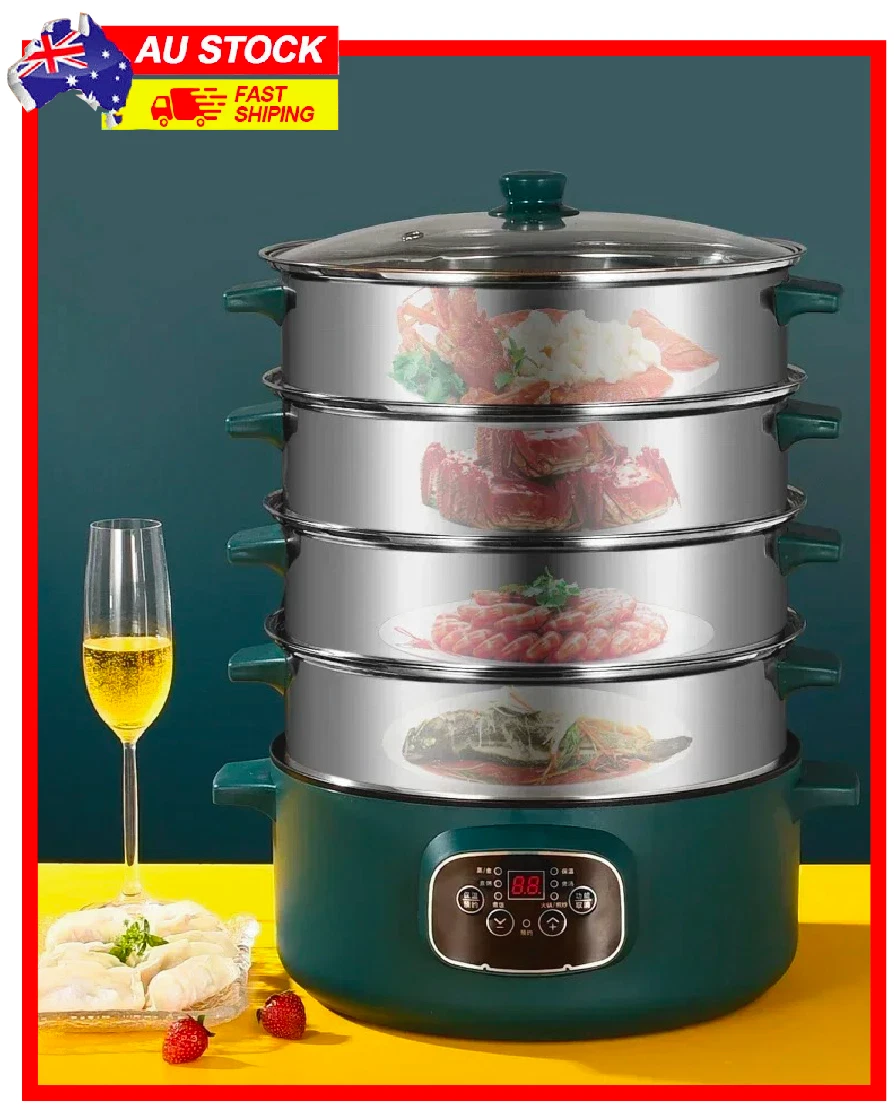 4/5 Layer Electric Pot Steamer 32cm Kitchen Multifunctional Layered Cooker 220V