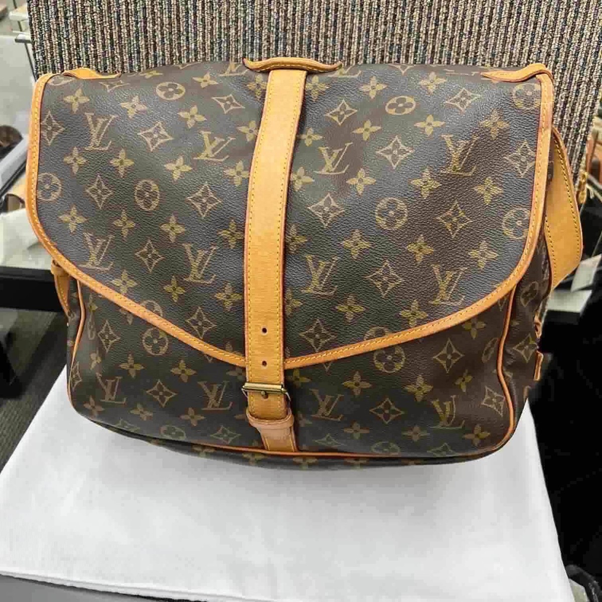 Louis Vuitton Vintage Leather Monogram Crossbody Saddle Bag at