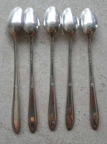 5 Antique National Silver Co. Silver Plate Isabella Ice Tea Spoons 7 1/2" Long - Picture 3 of 6