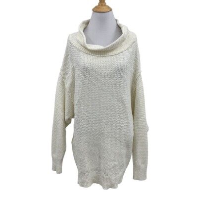Free People Sweater Womens Small Camel Be Yours Cowl Neck Drop Shoulder Oversize