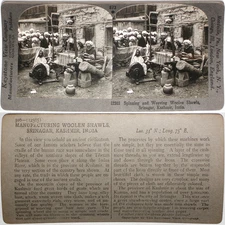 Keystone Stereoview Weaving Shawls, Kashmir, India From Rare 1200 Card Set #873