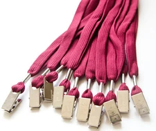 PACK OF 100 PCS MAROON NECK FLAT LANYARD ID BADGES STRAP WITH BULLDOG CLIP