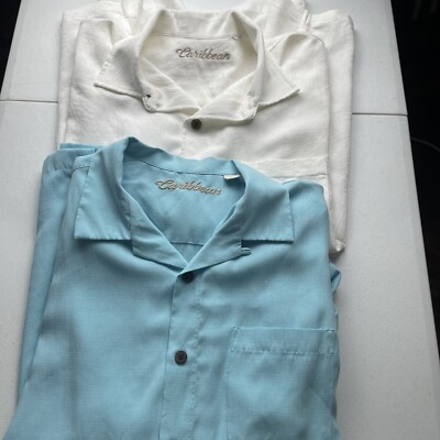 Caribbean Button Down Shirts Men's Sz L Eco-friendly Modal Fabric Set Of 2