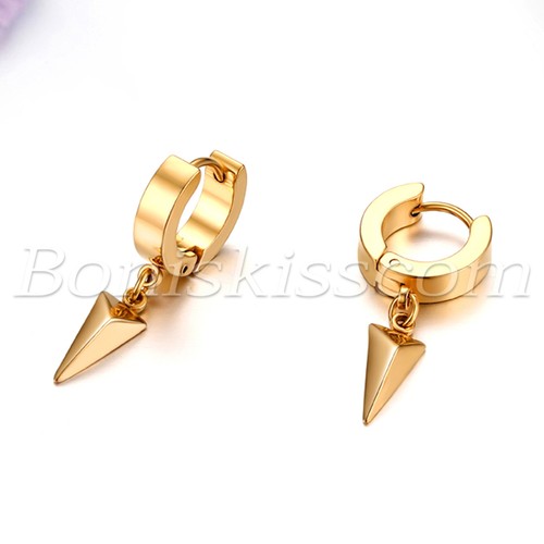 2pcs Mens Women Stainless Steel Dangling Triangle Pyramid Huggie Hinged Earrings - 第 15/31 張圖片