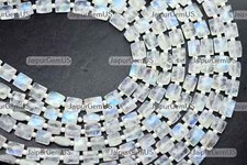 8 Inch Strand Natural White Rainbow Moonstone Faceted Cushion Beads Size-5-6mm