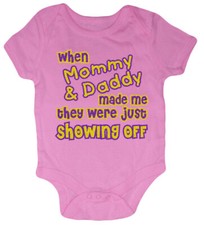 Cute Funny Baby One Piece Gift Mommy Daddy Pink One Piece Infant