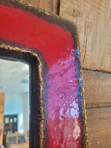 Specchio In Ceramica Smaltato Anni 60 Di Modernariato - Foto 7 di 9
