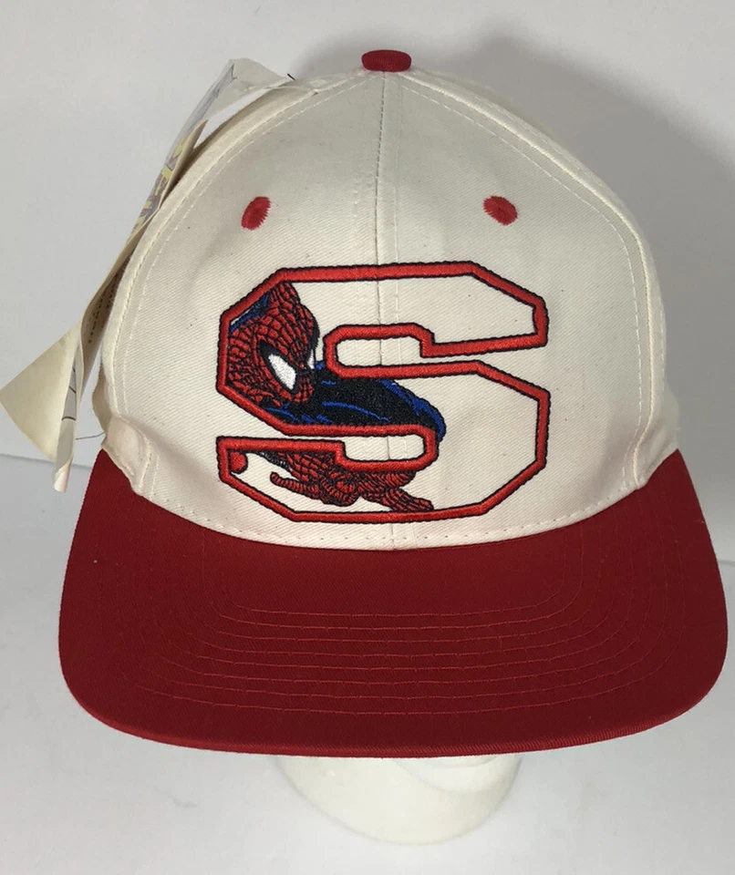 Marvel SpiderMan S 1994 NUEVO con etiqueta camionero Snapback Logo 7 sombrero rojo blanco Foto 2 de 4