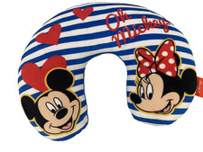 Disney Minnie  Mickey Mouse Travel Neck Pillow plush Blue Stripe neck pillow