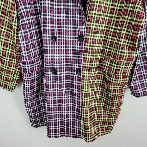 Asos Curve Blazer Double Breasted Womens 18 Multicolor Plaid Colorblock - Picture 3 of 12
