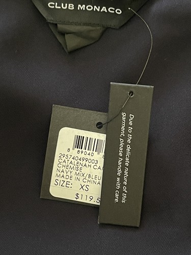 Club Monaco Women's Catalenah Cami Navy Tank Top Retail $119 - Picture 3 of 3