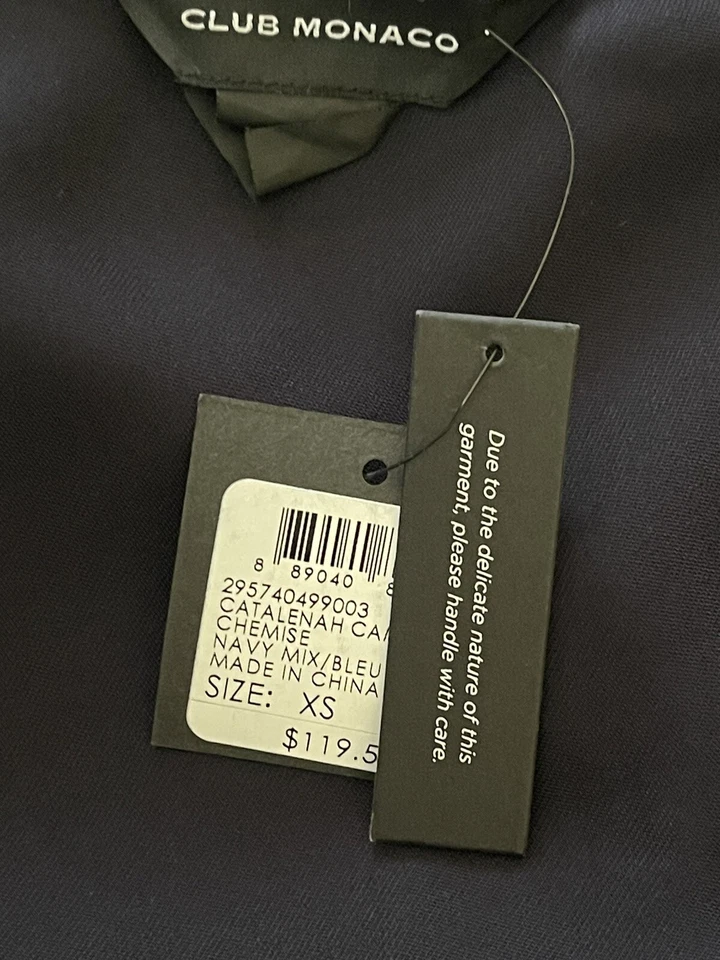 Camiseta sin mangas Club Monaco para mujer Catalenah Cami azul marino venta al por menor $119 Foto 3 de 3