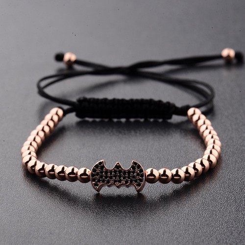 Charm Men's Cubic Zircon Bead Viking Buddha Batman Skull Bead Macrame Bracelets - Picture 66 of 115