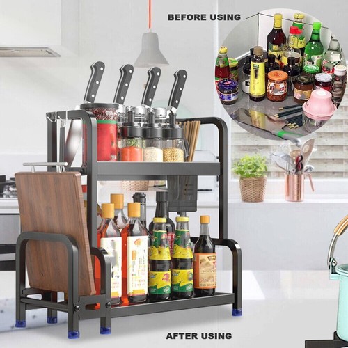 2/3 Tiers Kitchen Spice Rack Storage Organizer Seasoning Stand Shelf Countertop - Picture 5 of 24
