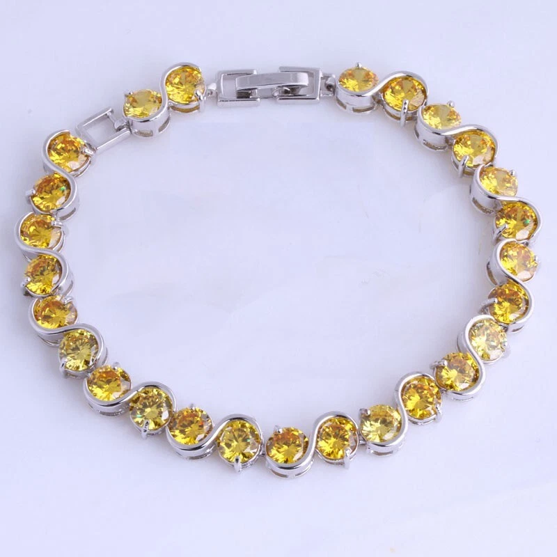Armband 925 Silber versilbert mit Zirkonia (wie echte Citrine)Schmuck Geschenk - Bild 2 von 4