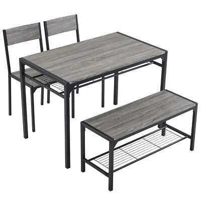 Piece Kitchen Dining Table Set for 4, Bench and Chairs