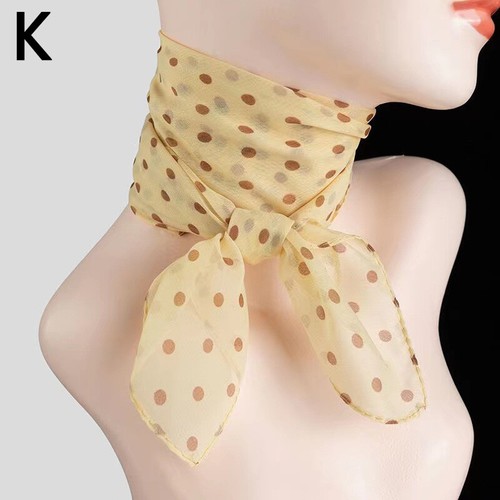 Ladies Retro Polka Dot Chiffon Scarf Soft Fabric Neck Wrap Short Chiffon Scarves - Picture 21 of 23