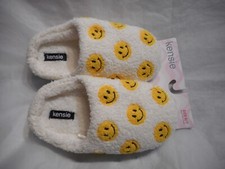 Kensie Women's Faux Sherpa Memory Foam Slippery Smile Face size 6/7