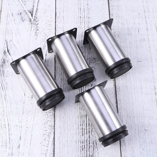 4X Stainless Steel Kitchen Adjustable Feet Round Furniture Legs (Silver) - Picture 11 of 12