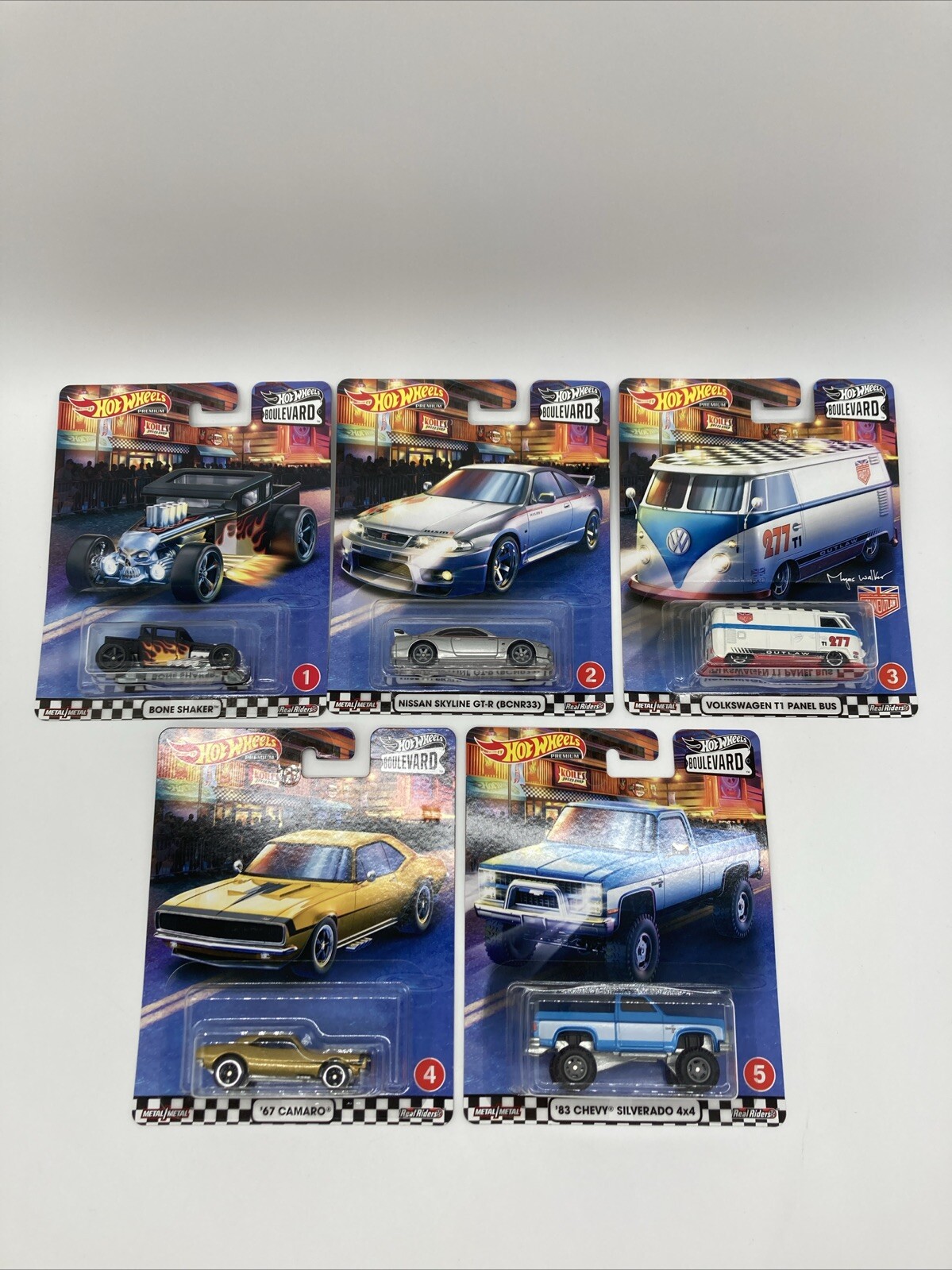 Hot Wheels Premium Boulevard 2019 #1-#5 Bone Shaker 67 Camaro GTR (Complete Set)