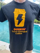 Dunkin Donuts Extra Charged Coffee Black Promo T Shirt Mens M Medium