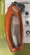 Mower Blade Quick Sharpener with Cleaning Brush in Handle & Finger Guard