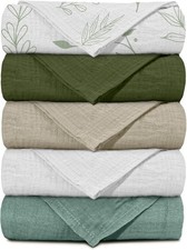 Muslin Receiving Blankets Neutral Blanket Swaddling Newborn Boys  Girls 5 Pack