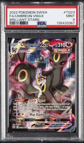 2022 POKEMON SWORD & SHIELD BRILLIANT STARS #TG23 FULL ART/UMBREON VMAX PSA 9