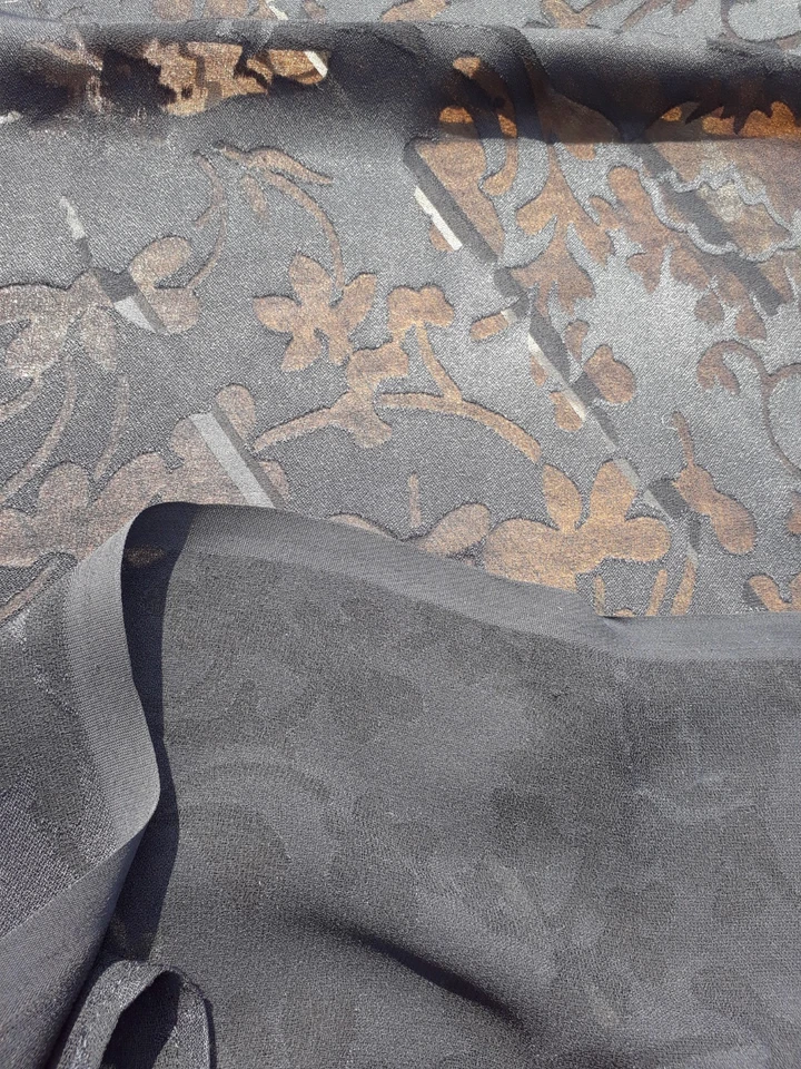 Coupon de crêpe fantaisie noir ancien 1930-1950 - Photo 4/4