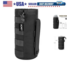 Tactical MOLLE Water Bottle Pouch, Drawstring Open Top & Mesh Bottom Travel W...