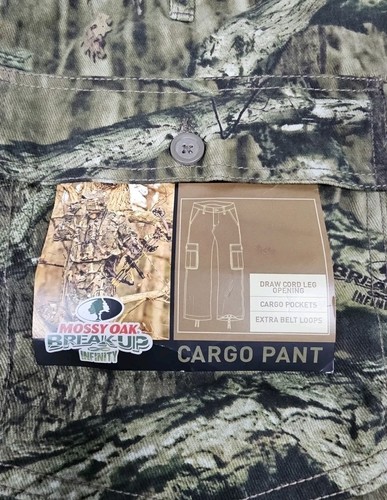 Pantaloni cargo Mossy Oak Break Up Infinity mimetici larghi uomo 2XL 44x46 caccia NUOVI - Foto 2 di 10