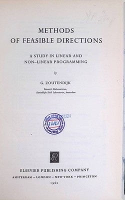 Methods of Feasible Directions: A Study in Linear and Non-Linear Programming Zou