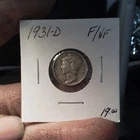 Antique Vintage 1931-D Mercury Dime F/VF Silver 10C Coin Denver Circulated