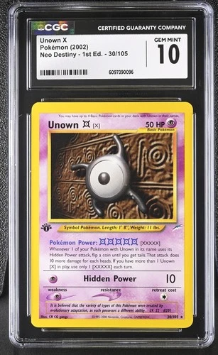 Pokemon Unown X Neo Destiny 1st Edition 30/105 CGC 10 Gem Mint