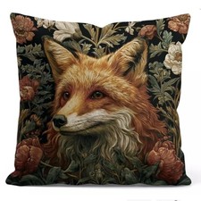 William Morris Abstract Art Floral Fox Design Throw Pillow Cover Brown-fox3