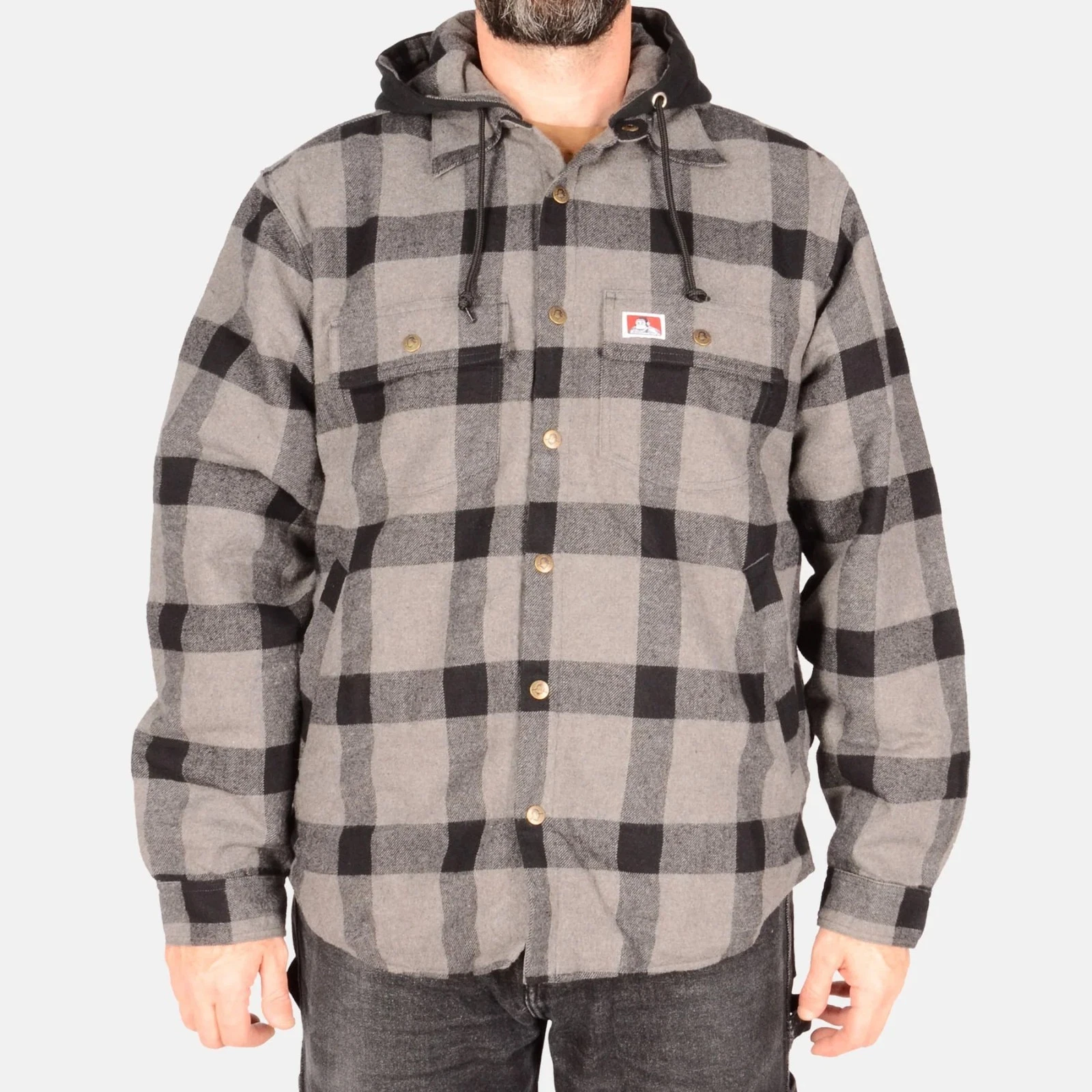 BEN DAVIS MEN'S FLANNEL JACKET W/ HOOD (S TO 3XL) image 1