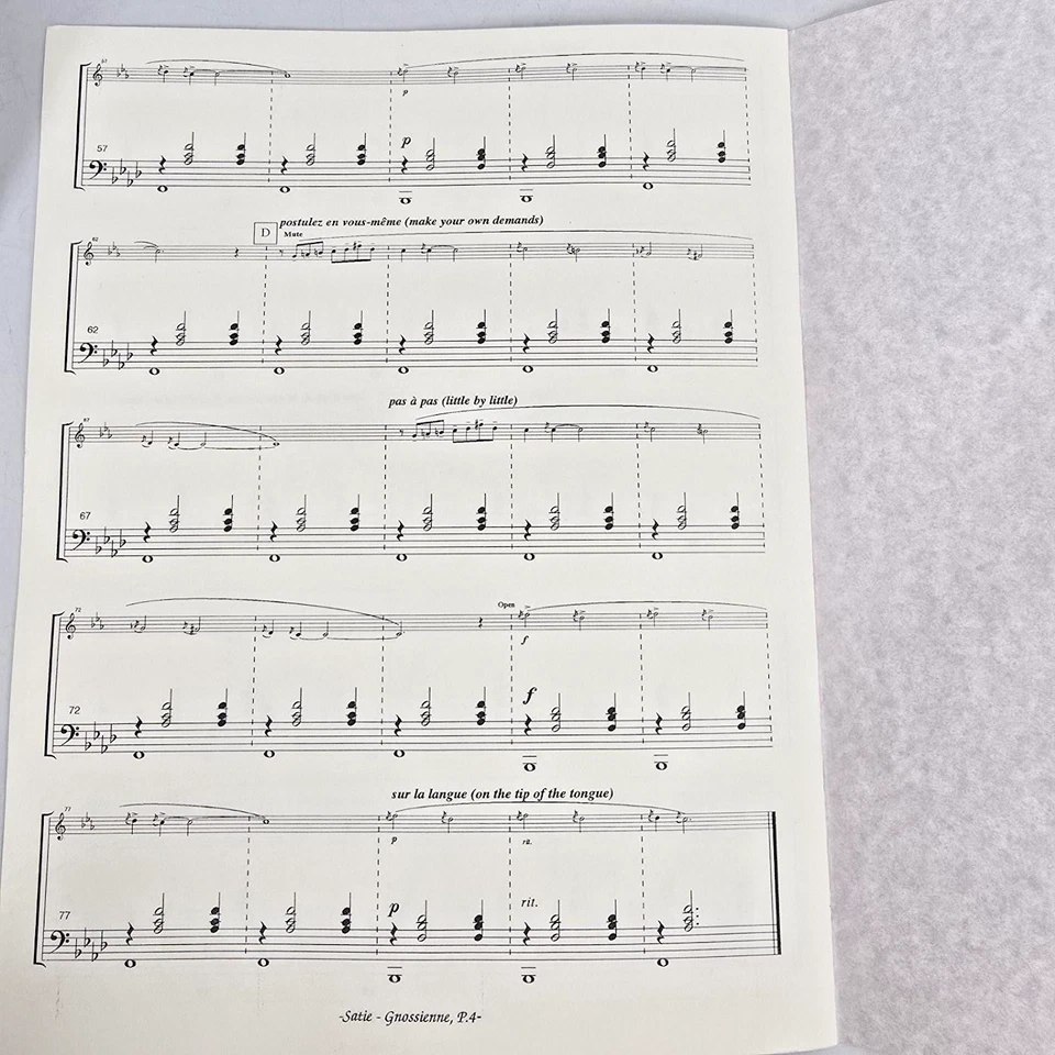 Erik Satie Gnossienne No. 1 French Horn in F For & Harp Piano Sheet Music Scores - Image 4 of 4